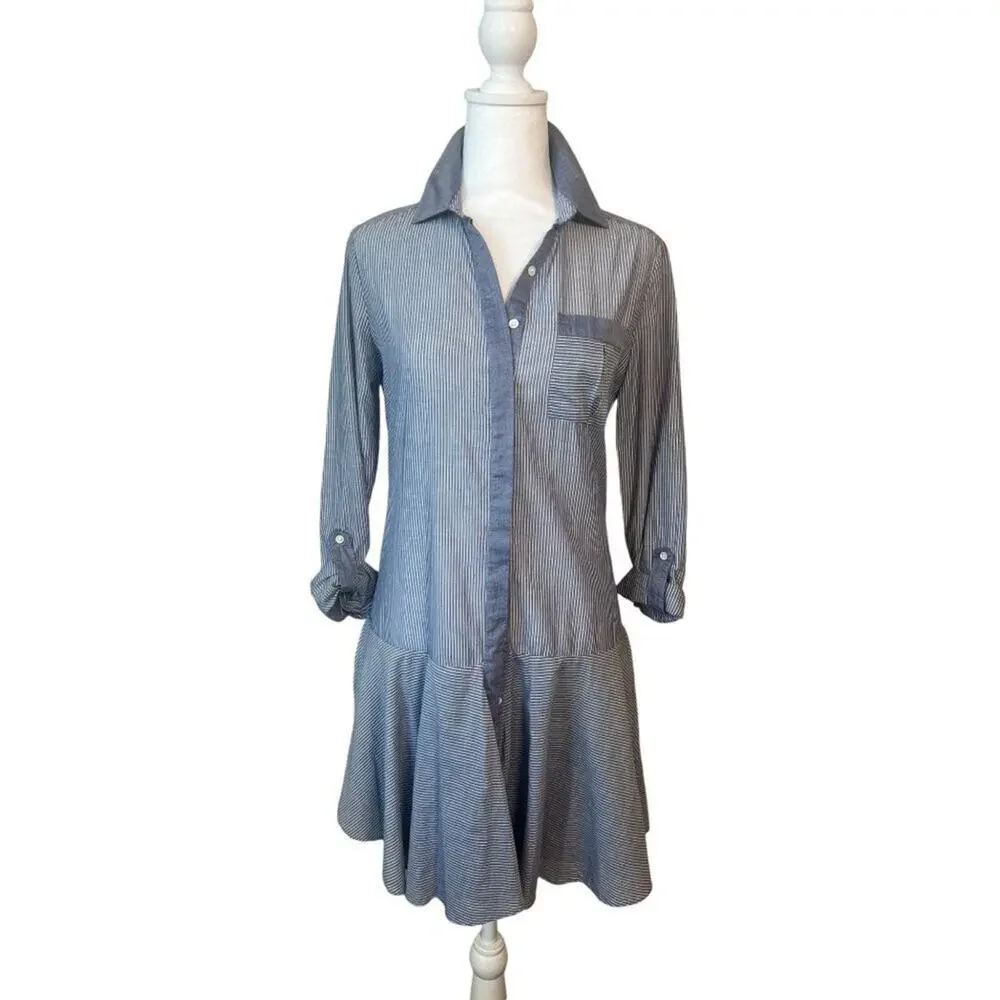 SAM EDELMAN FLARE BUTTON DOWN SHIRT DRESS STYLE # SE7228SCY